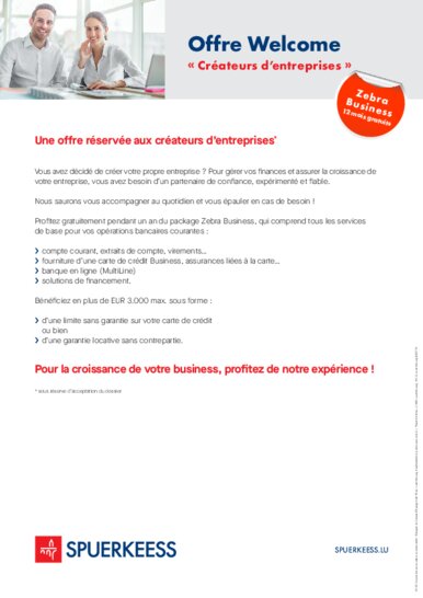 Offre  Welcome : Créateurs d'entreprises