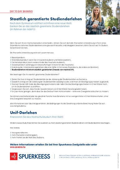 Staatlich garantierte Studiendarlehen & Unif-Darlehen