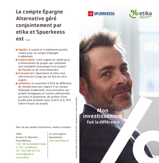 Leaflet "Etika - The alternative savings account" (French and German version only)