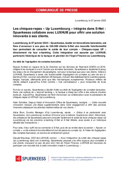 The "Up Luxembourg" meal vouchers integrated into S-Net (French version only)