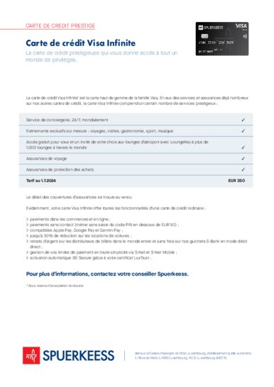 Carte de crédit Visa Infinite